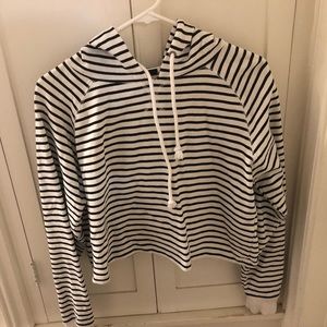 forever 21 striped cropped hoodie size m